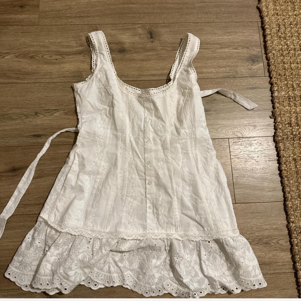 Danielle Guizio White Eyelet Mini Dress
